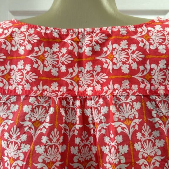 TALBOTS DAMASK BOUQUET POPOVER CORAL AND WHITE - Picture 8 of 9